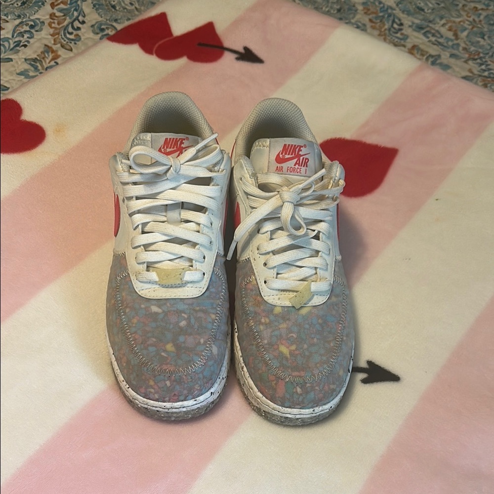 Nike Air Force 1 Sneakers with Red and Gray Accents